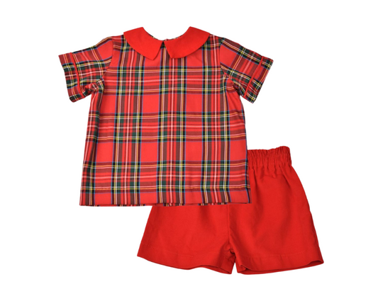 Funtasia Too Plaid Shirt and Red Cord Short Set