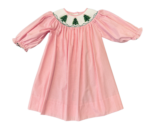 Emma Christmas Tree Smocked Dress