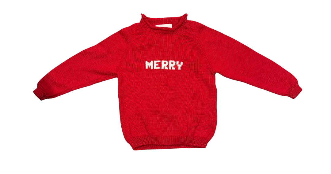 MJK Knits Name Sweater - Red and White