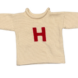 MJK Knits Initial Sweater - Natural and Red
