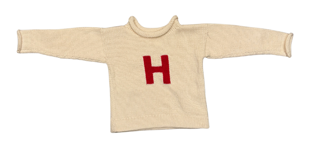 MJK Knits Initial Sweater - Natural and Red