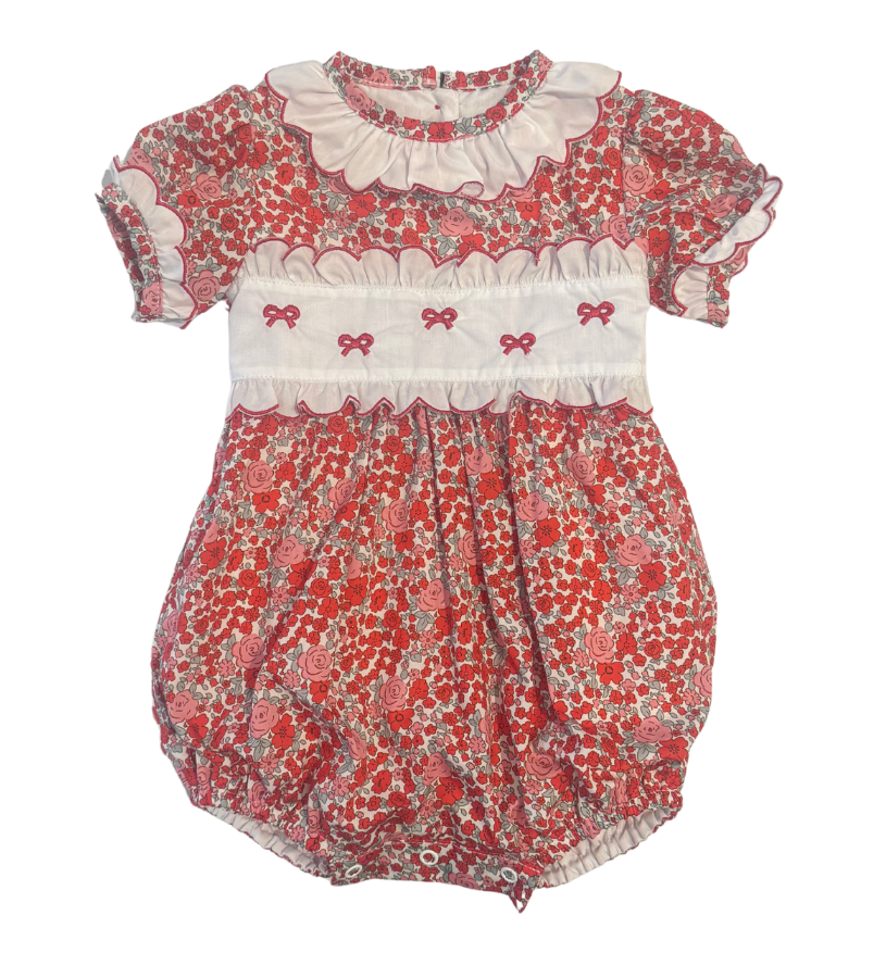 Red Floral Bow Romper
