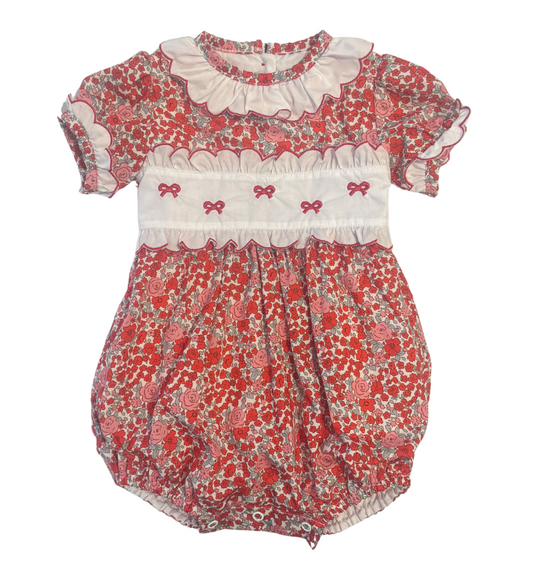 Red Floral Bow Romper
