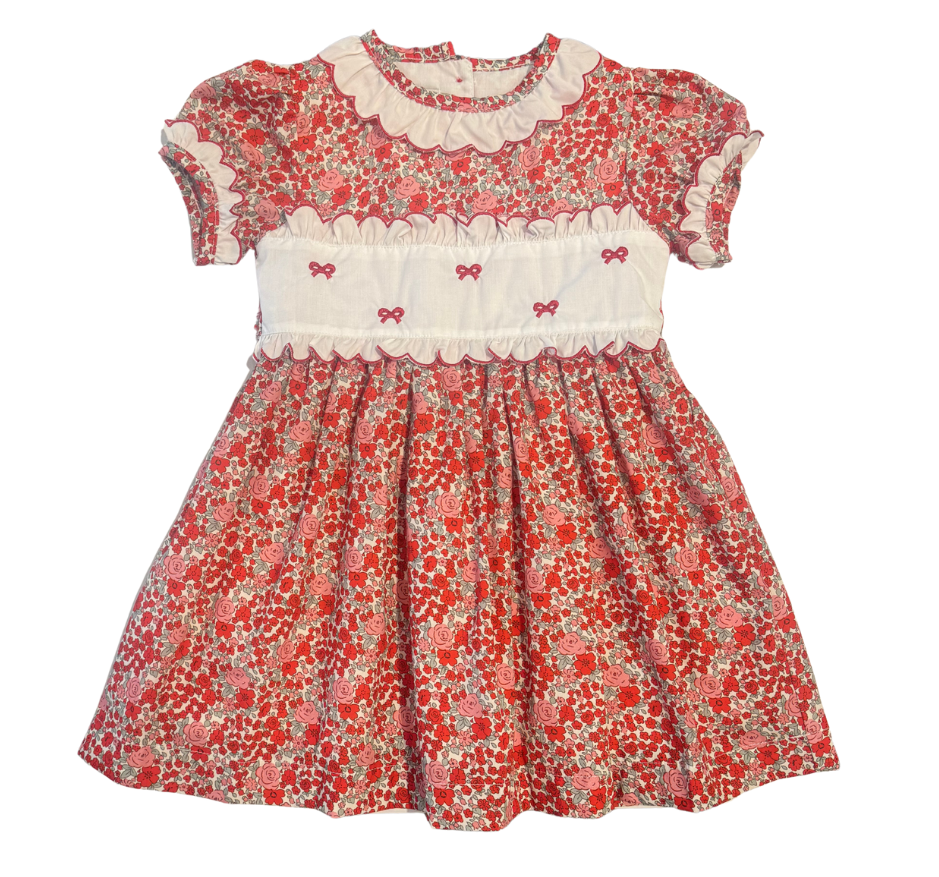 Red Floral Bow Dress