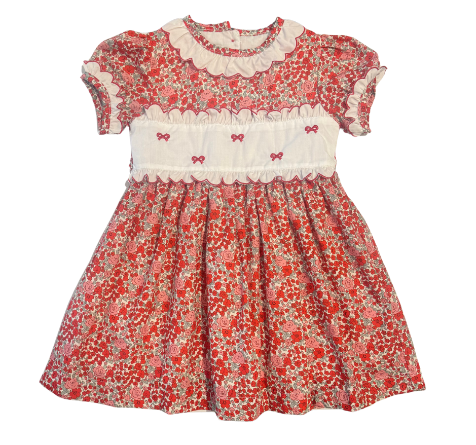 Red Floral Bow Dress