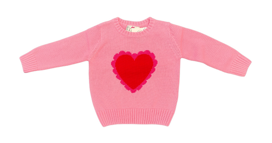 Ruth and Ralph Scalloped Pink Heart Sweater