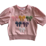 Lulu Bebe Pink Sequin Bows Top
