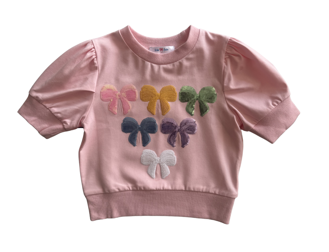 Lulu Bebe Pink Sequin Bows Top