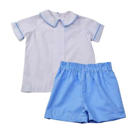 Funtasia Too Blue Check Pleat Front Shirt And Shorts Check