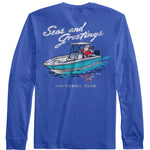 Southern Tide Holiday Santa Console Tee- Dazzling Blue