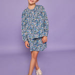 Shirred Circle Skirt- Brookline Blossoms Blue