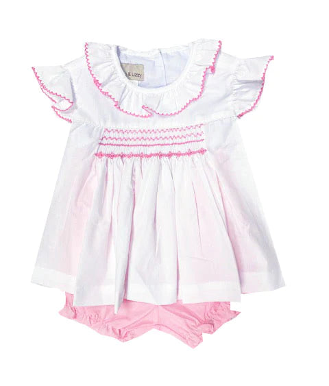Baby Threads Sweet Baby Smocked Pink Popover Set