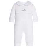 Little English Crochet Playsuit- Blue Golf Cart