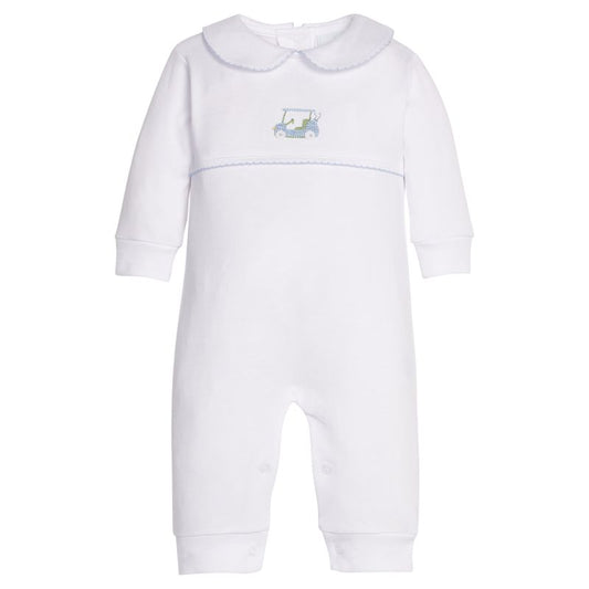 Little English Crochet Playsuit- Blue Golf Cart