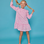 Jody Dress- Magenta Clip Dot Stripe