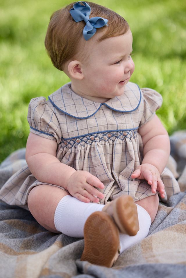 Little English Smocked Natalie Bubble- Durham Windowpane