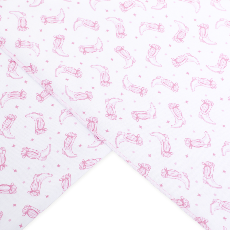 Magnolia Baby Darling Cowboy Boots Printed Swaddle Blanket- Pink