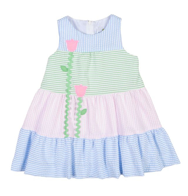 Seersucker Dress With Tulips