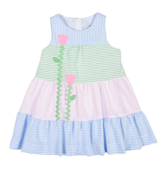 Seersucker Dress With Tulips