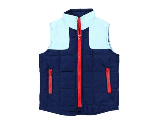 BlueQuail Navy and Light Blue Tattersall Vest