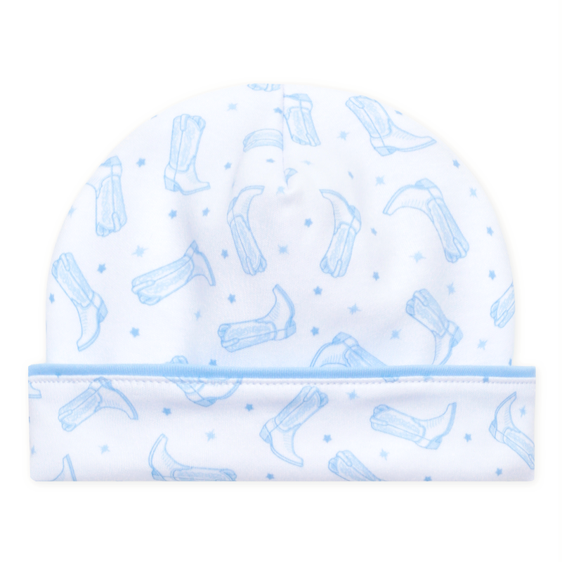 Magnolia Baby Darling Cowboy Boots Printed Hat- Light Blue