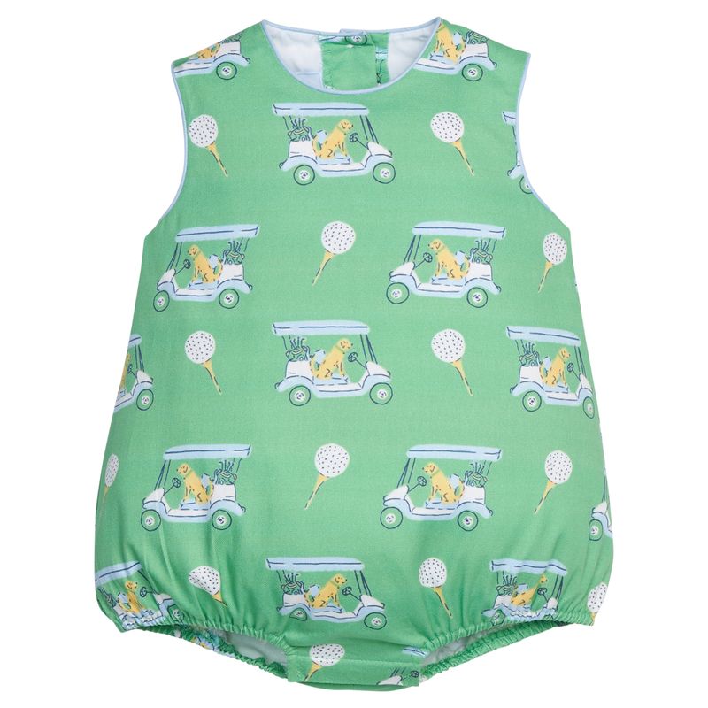 Little English Round Neck Bubble- Blue Paws on Par