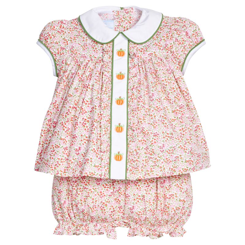 Little English Ruffled Sally Bloomer Set- Pumpkins