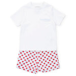 Lila and Hayes Walker Boys' Short Set - Schoolhouse Apples Blue