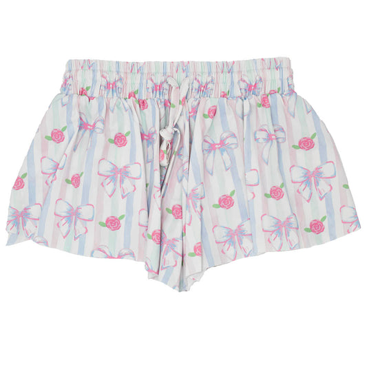 Azarhia Butterfly Water Color Bows Flowy Shorts