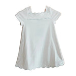 Weezie Girls Dress- White with Light Blue 