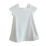 Weezie Girls Dress- White with Light Blue 