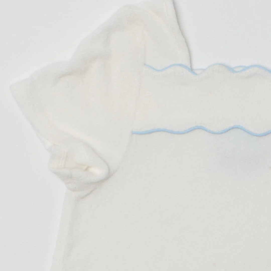 Girls Dress- White with Light Blue