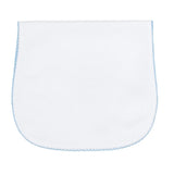 Nellapima White Bubble Baby Burp Cloth - Blue Picot Trim