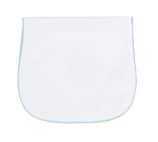 Nellapima White Bubble Baby Burp Cloth - Blue Picot Trim