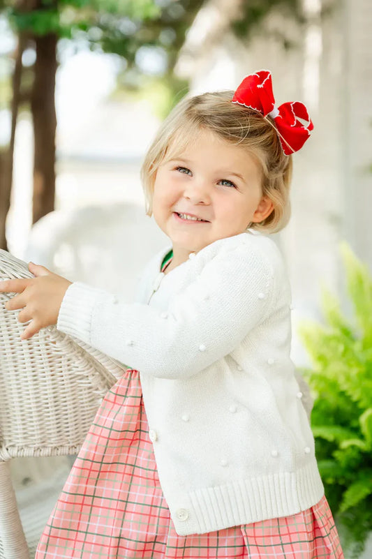 Ruth and Ralph White Pom Pom Cardigan