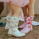 Cowgirl White and Pink Bow Boots
