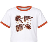 Azarhia Sequin Football Elements Boxy Tee- Burnt Orange