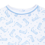 Magnolia Baby Darling Cowboy Boots Printed Bubble- Light Blue