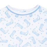 Magnolia Baby Darling Cowboy Boots Printed Bubble- Light Blue