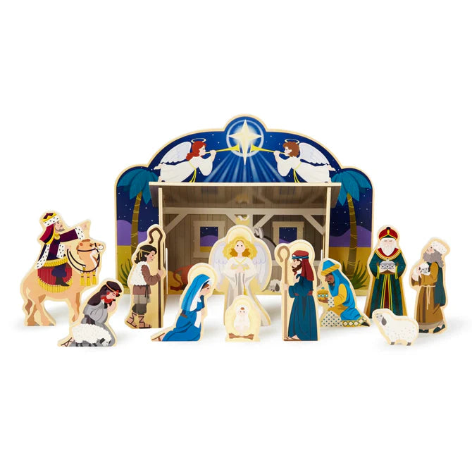 Melissa and Doug Wooden Christmas Nativity Set 
