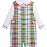Little English Button Tab Jon Jon Set- Douglas Plaid