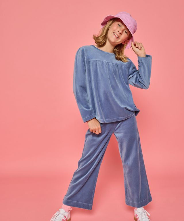 Palazzo Pants- Dusty Blue Velour