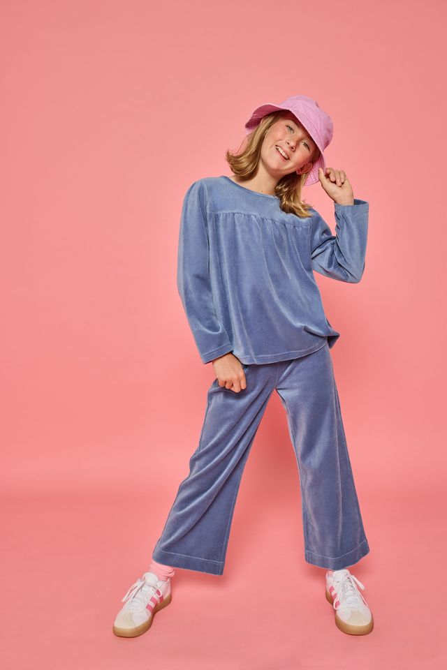 Palazzo Pants- Dusty Blue Velour