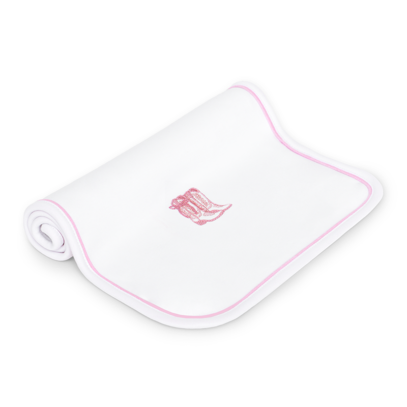 Magnolia Baby Darling Cowboy Boots Burp Cloth- Pink