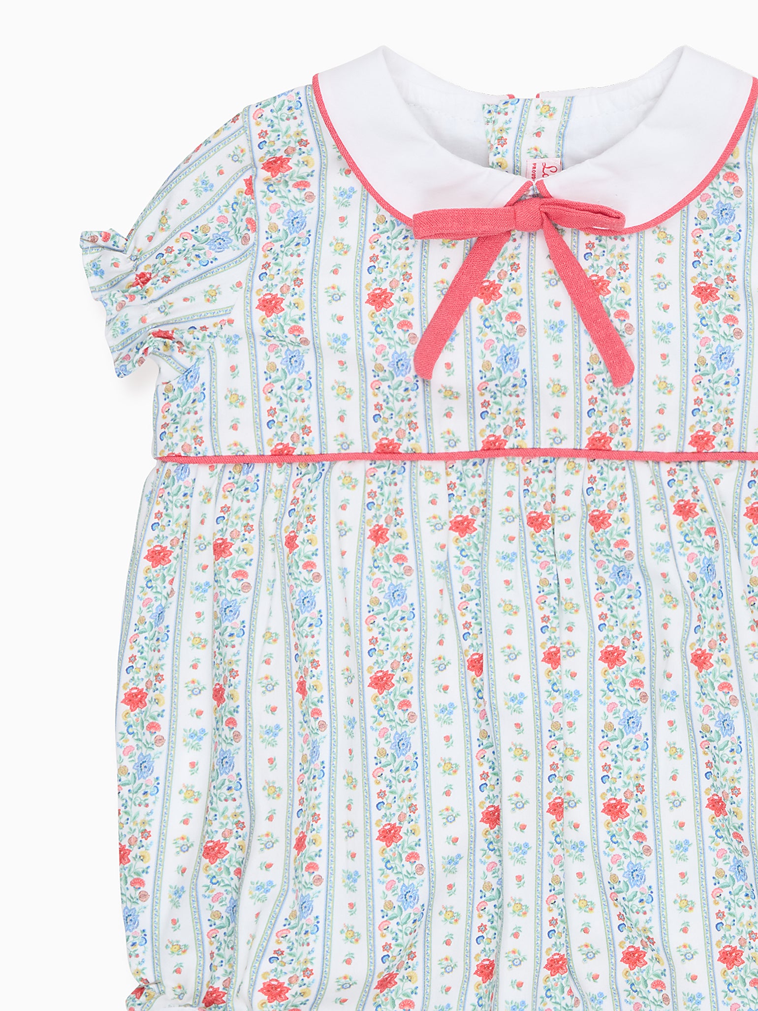 La CoquetaIvory Rose Stripe Xana Baby Girl Romper