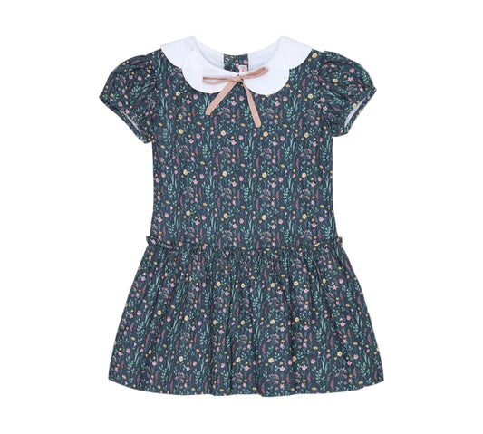 La Coqueta Navy Floral Xana Girl Drop Waist Dress