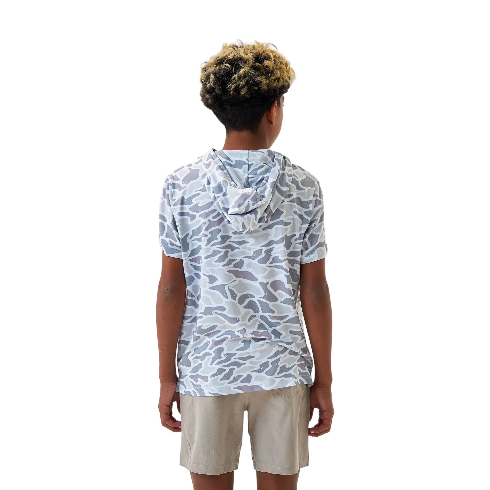 Burlebo White Camo Short Sleeve Performance Hoodie