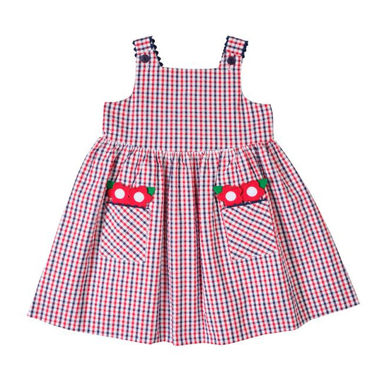 Plaid Seersucker Dress With Flowers