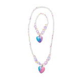 Galaxy Heart Necklace and Bracelet Set