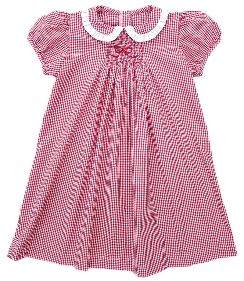 Sage Smocked Red Bow Dress